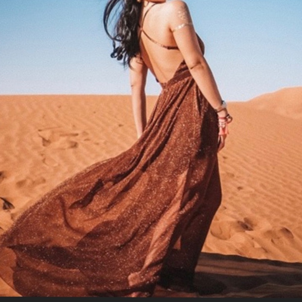 New Brown glitter maxi dress